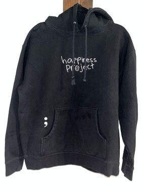 Happinness Project Black Graphic Hoodie